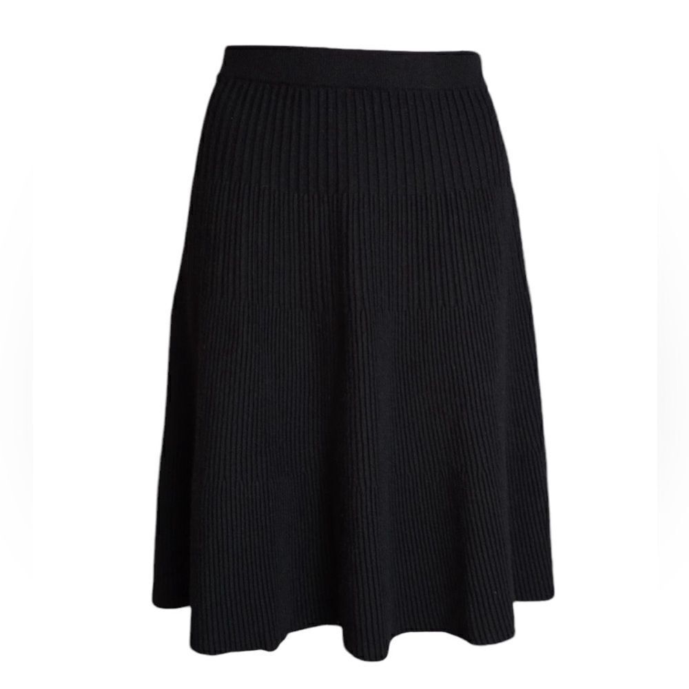 Revolve Nanette Lepore Black Ribbed Knit A-Line Skirt